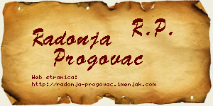 Radonja Progovac vizit kartica